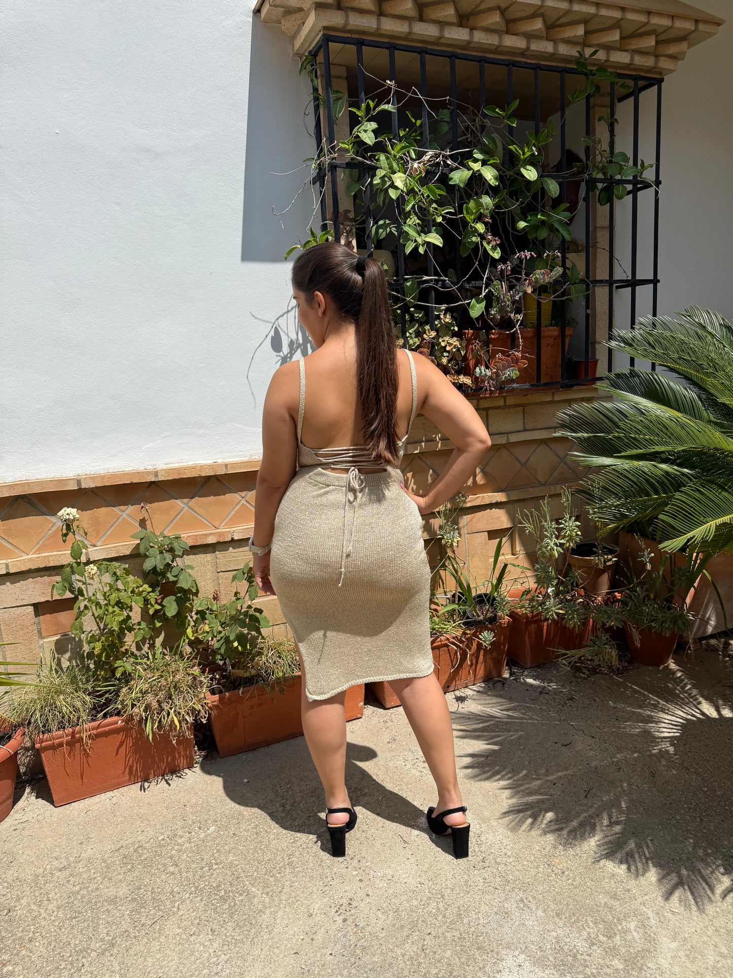 Vestido oro largo