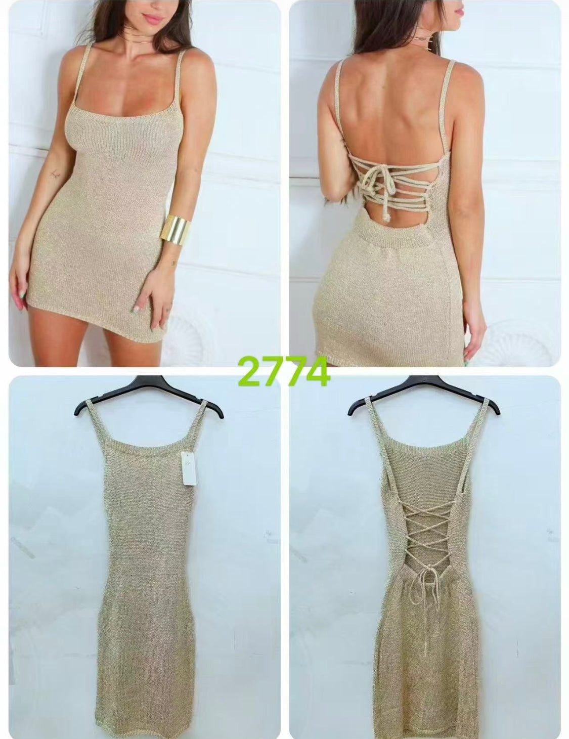Vestido oro corto