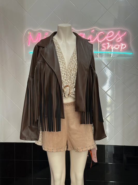 Chaqueta cuero flecos