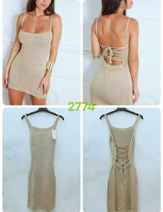 Vestido oro corto